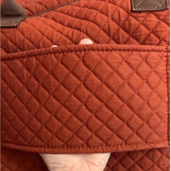 Quilted Puffer Pink Orange-ish Brown Large Travel Bag - Picture 7 of 10